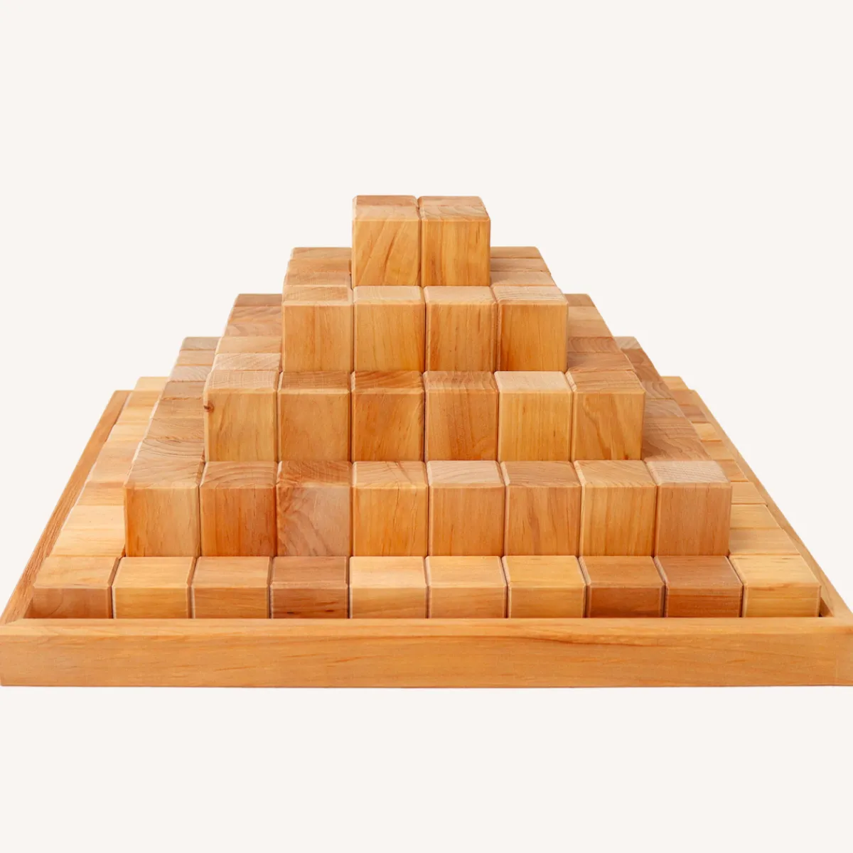 Grimm's Ruimtelijk Inzicht | Motoriek*Grote Piramide blokkenset 100-delig - naturel