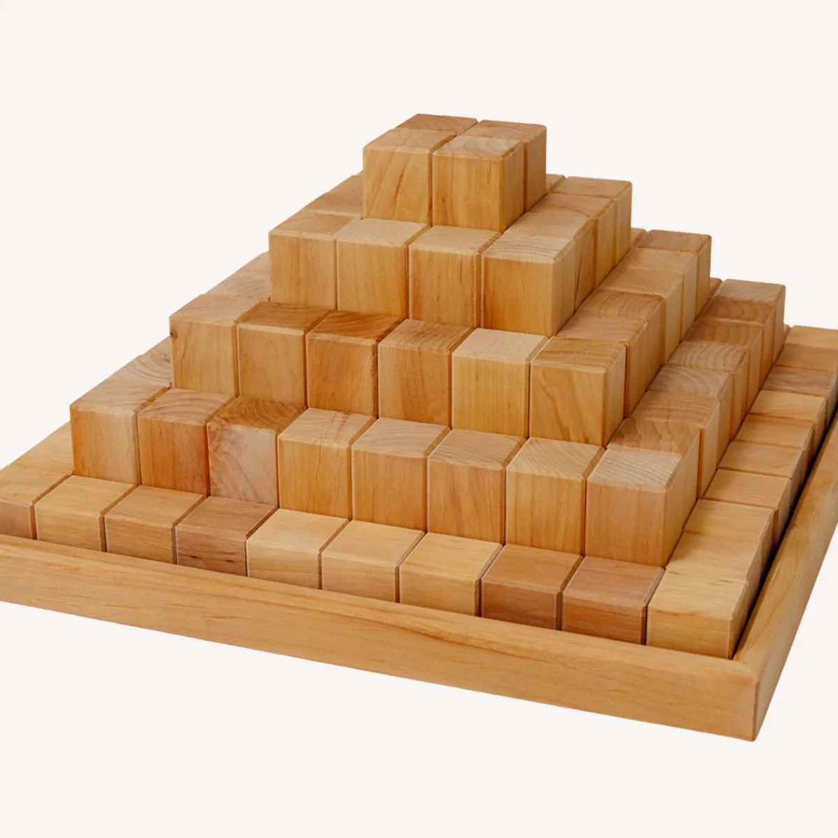 Grimm's Ruimtelijk Inzicht | Motoriek*Grote Piramide blokkenset 100-delig - naturel