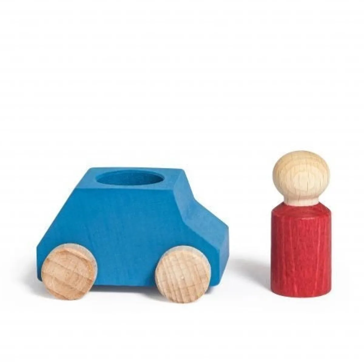 Lubulona Motoriek | Creativiteit & Fantasie*Houten auto met poppetje - hemel blauw