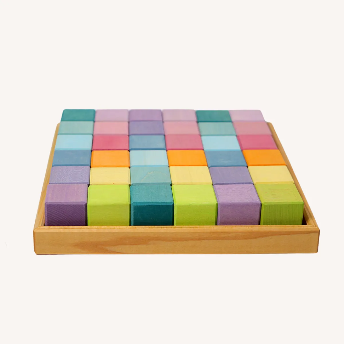 Grimm's Ruimtelijk Inzicht | Motoriek*Houten blokken Pastel Mozaïek - 36st