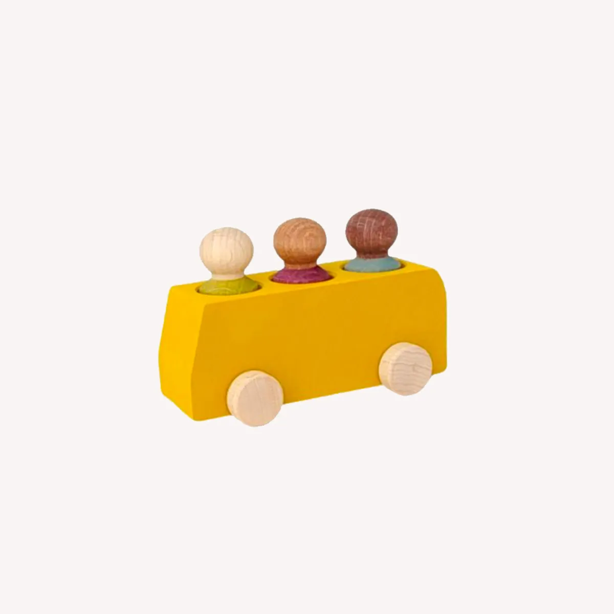 Lubulona Ruimtelijk Inzicht | Motoriek*Houten bus met poppetjes - geel