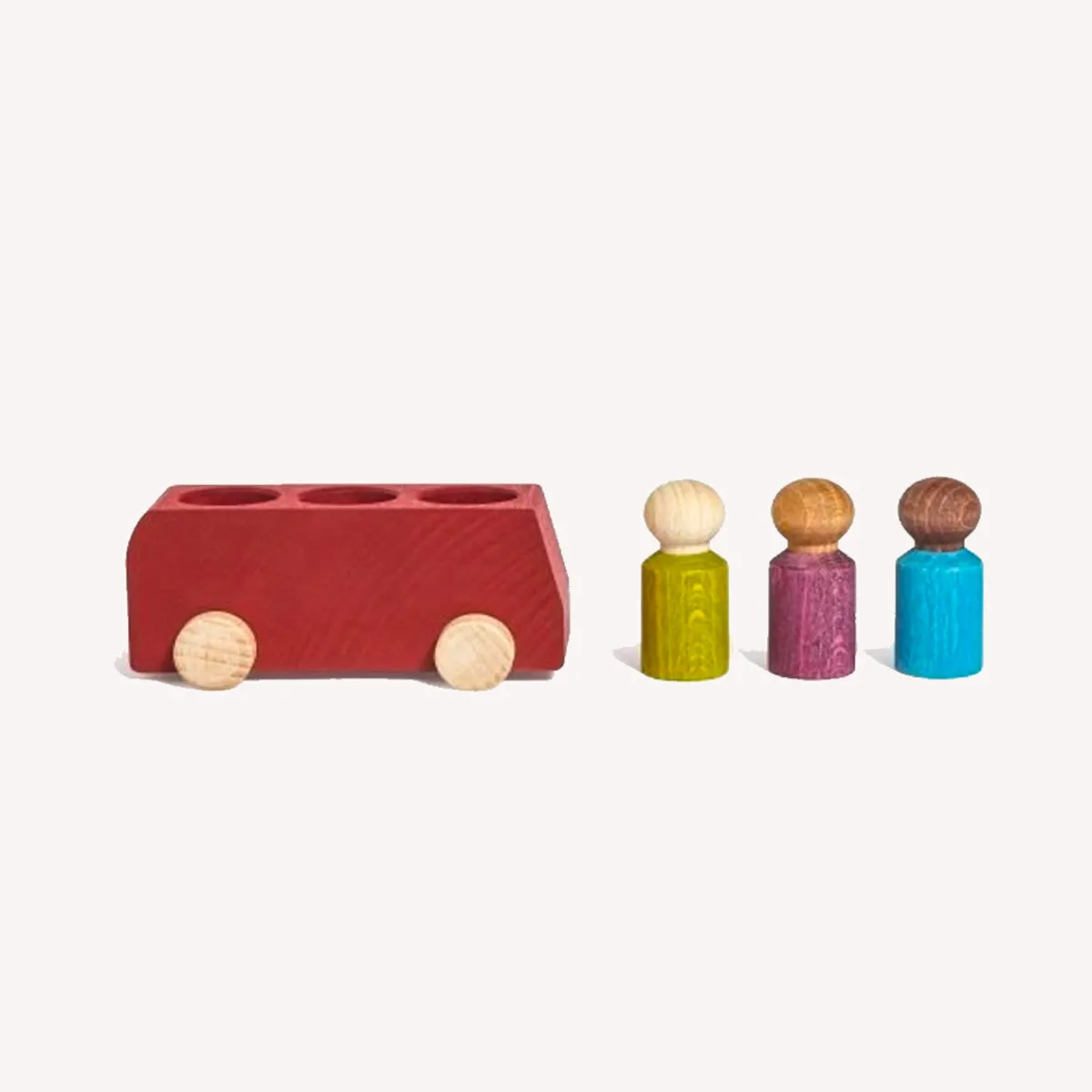 Lubulona Ruimtelijk Inzicht | Motoriek*Houten bus met poppetjes - rood