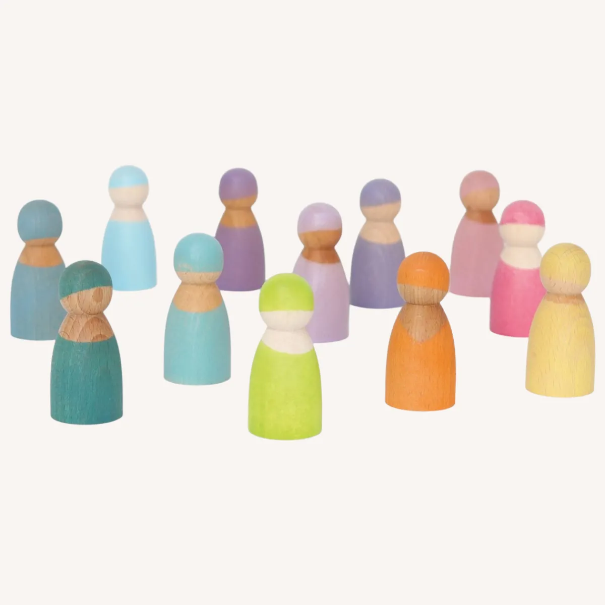 Grimm's Motoriek | Creativiteit & Fantasie*Houten regenboog vriendjes - pastel