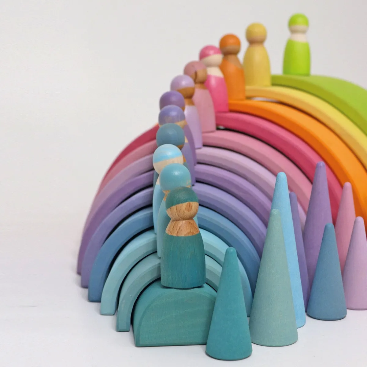 Grimm's Motoriek | Creativiteit & Fantasie*Houten regenboog vriendjes - pastel
