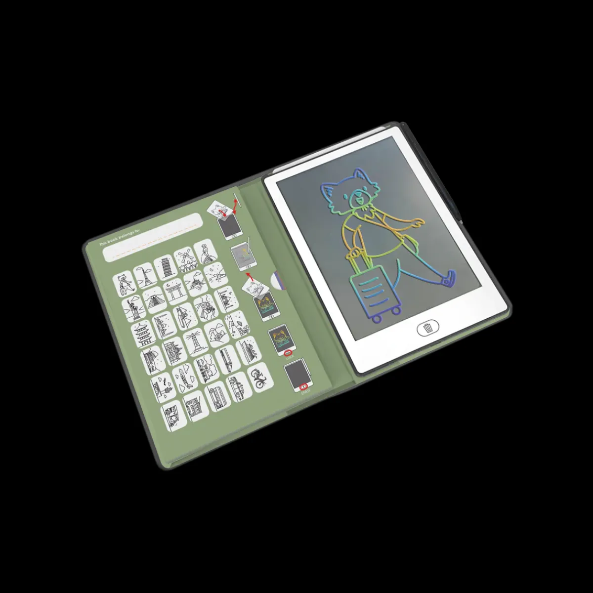 Kidywolf Taal & Communicatie | Creativiteit & Fantasie*Kidydraw mini tekenbord - Reizen