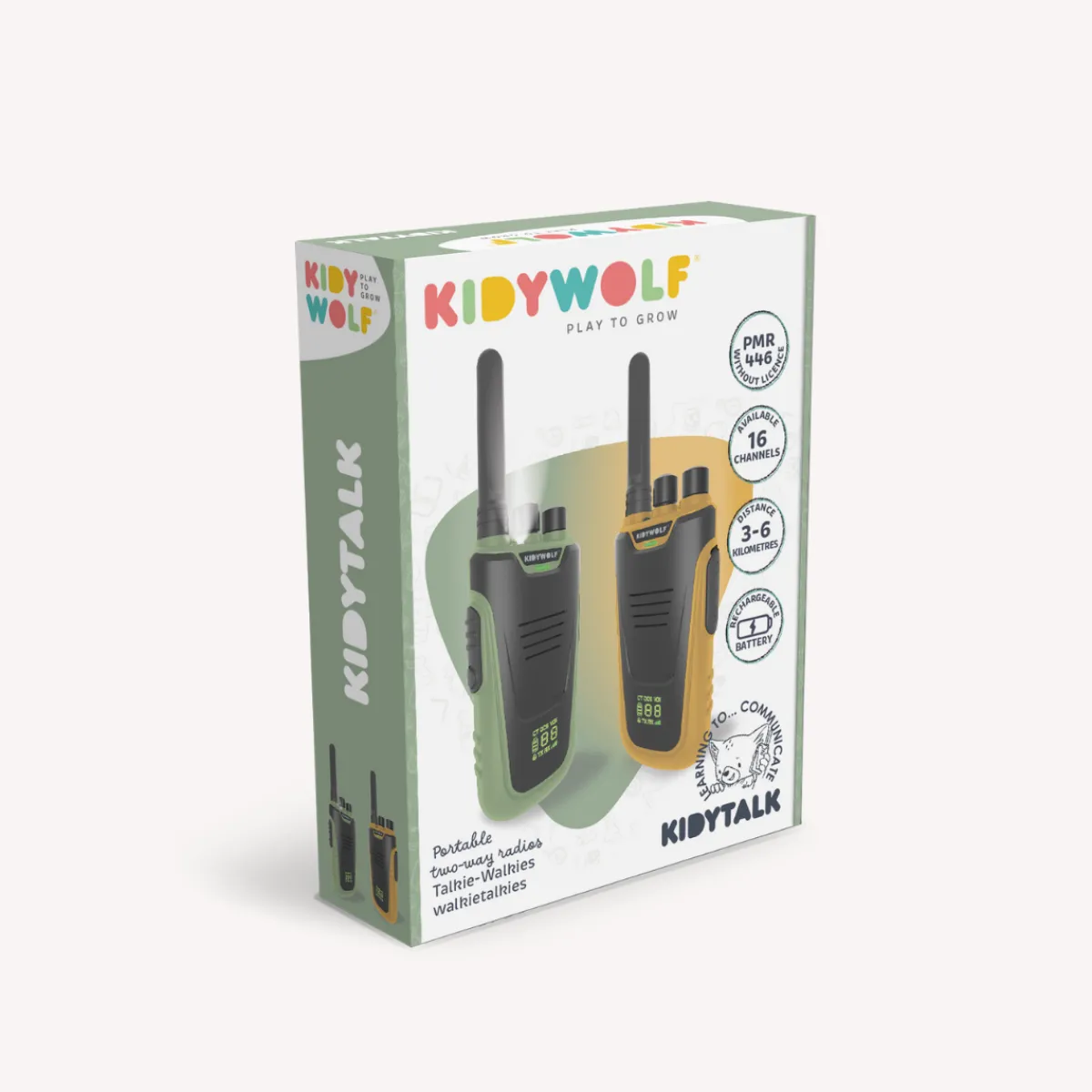 Kidywolf Taal & Communicatie | Creativiteit & Fantasie*Kidytalk Walkie talkies - Groen Mosterd