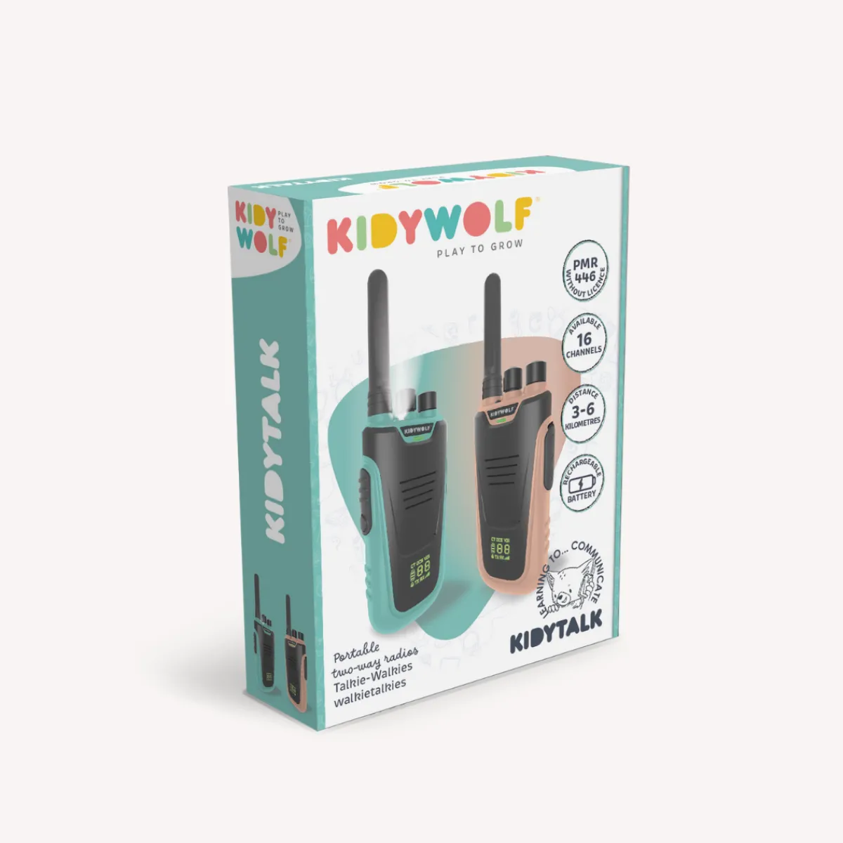 Kidywolf Taal & Communicatie | Creativiteit & Fantasie*Kidytalk Walkie talkies - Nude Cyaan