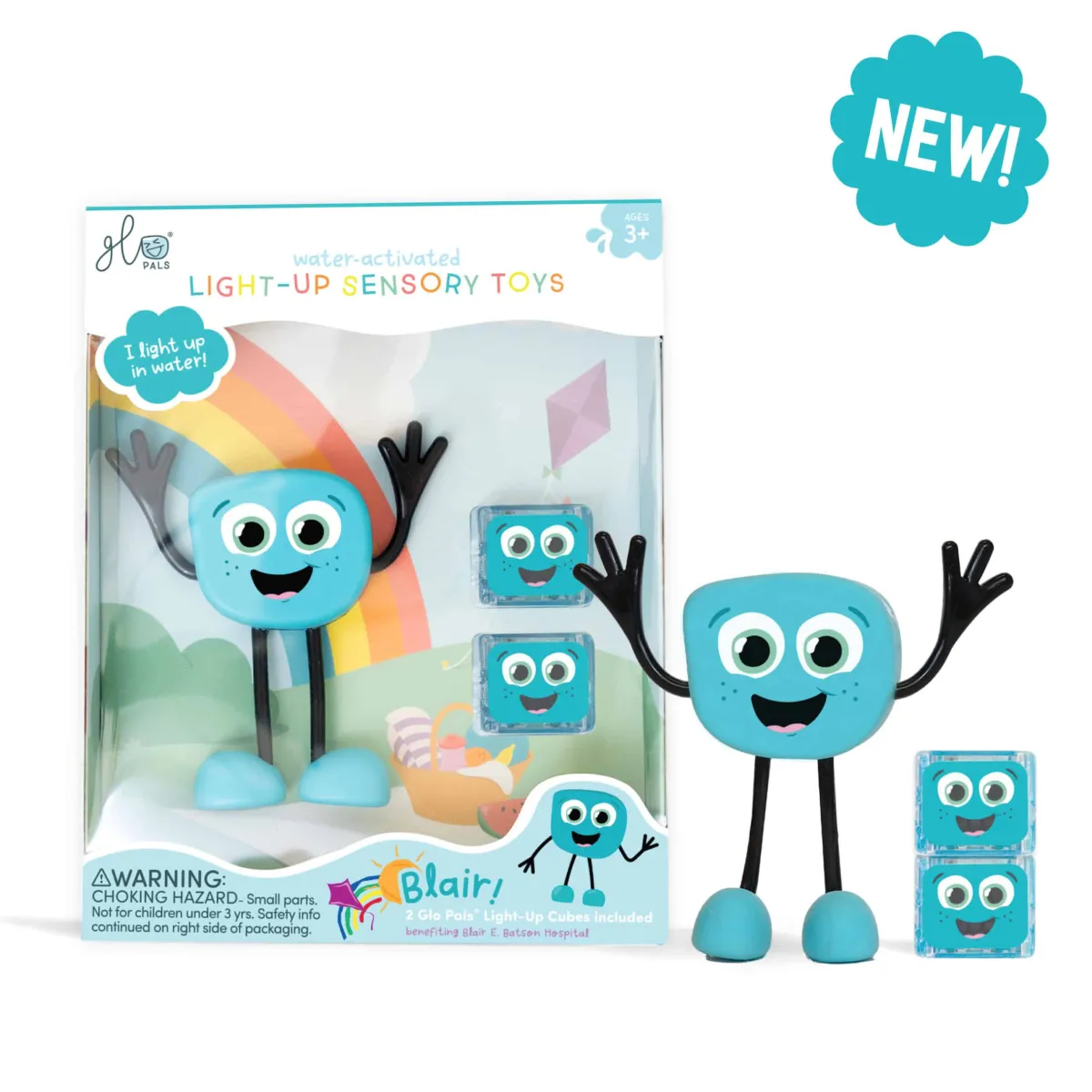 Glo Pals Zintuigen | 5 Jaar*Lichtgevend badspeelfiguur - Blair - Blauw