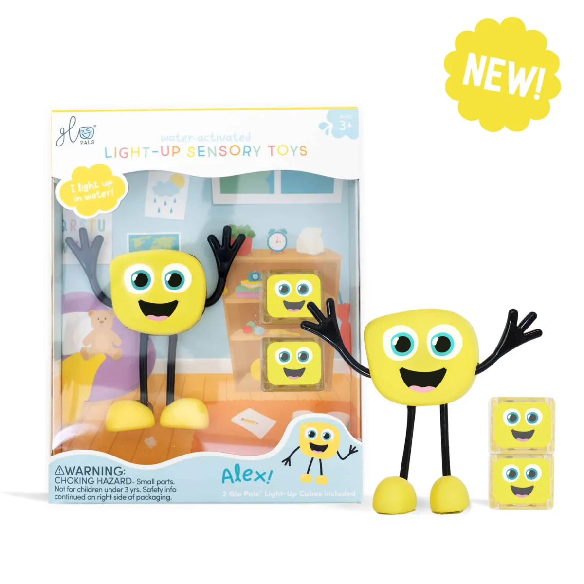 Glo Pals Zintuigen | 5 Jaar*Lichtgevend badspeelfiguur - Alex - geel