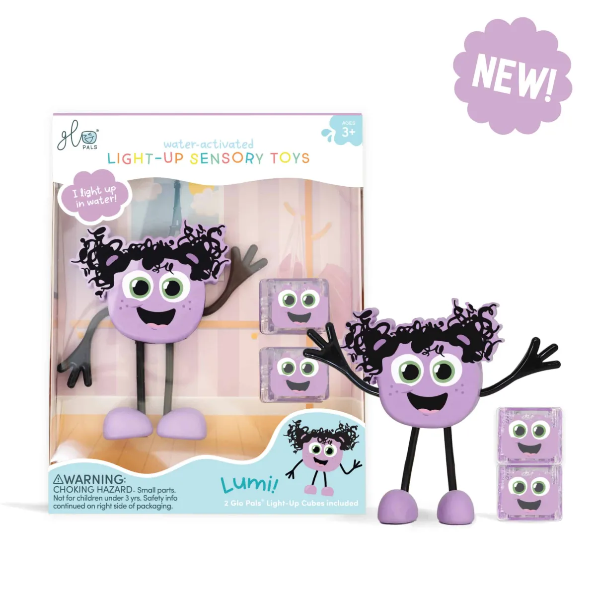 Glo Pals Zintuigen | 5 Jaar*Lichtgevend badspeelfiguur - Lumi - paars