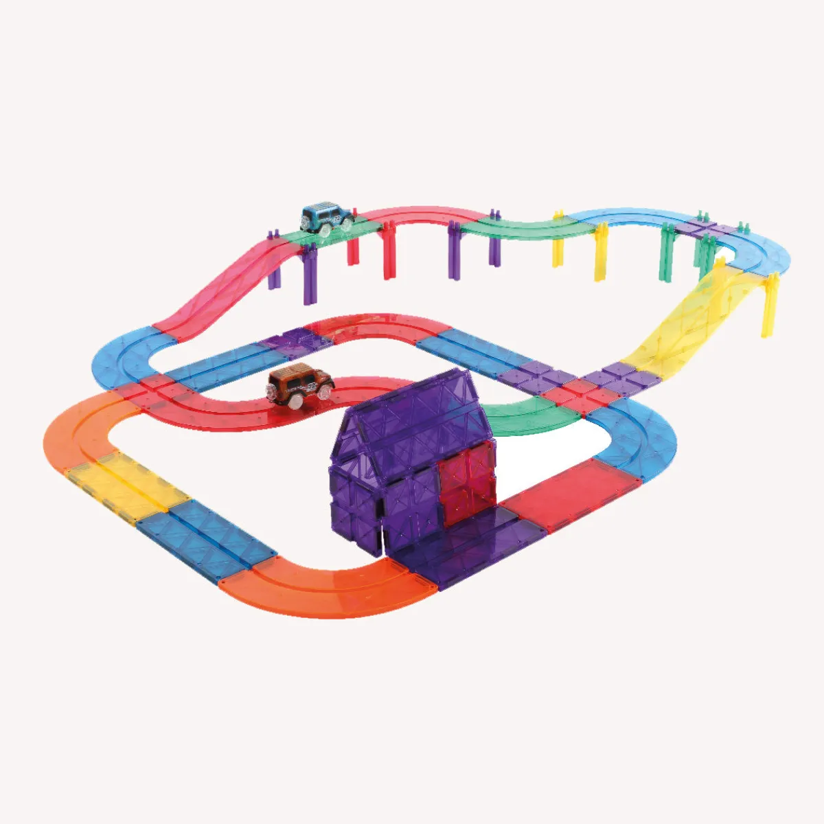 Cleverclixx Ruimtelijk Inzicht | Motoriek*Magnetische racebaan - Race Track Intense - 65-delig