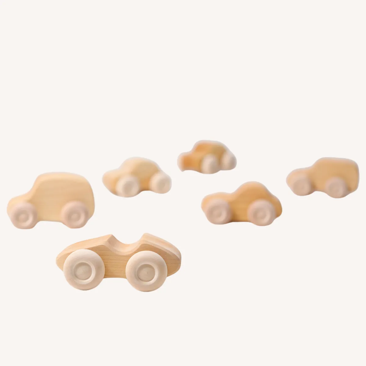 Grimm's Motoriek | Creativiteit & Fantasie*Naturel Houten auto's - 6st