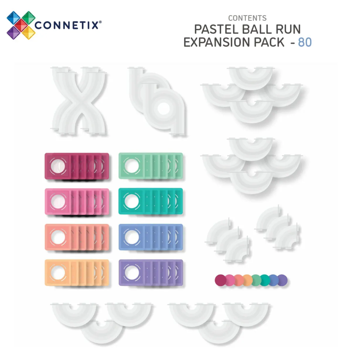 pastel_ball_run_expansion_2.webp Connetix Ruimtelijk Inzicht | Motoriek*Pastel Ball Run Expansion Pack 80-delig