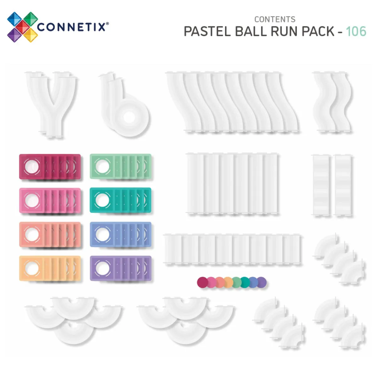 Connetix Ruimtelijk Inzicht | Motoriek*Pastel Ball Run Pack 106-delig