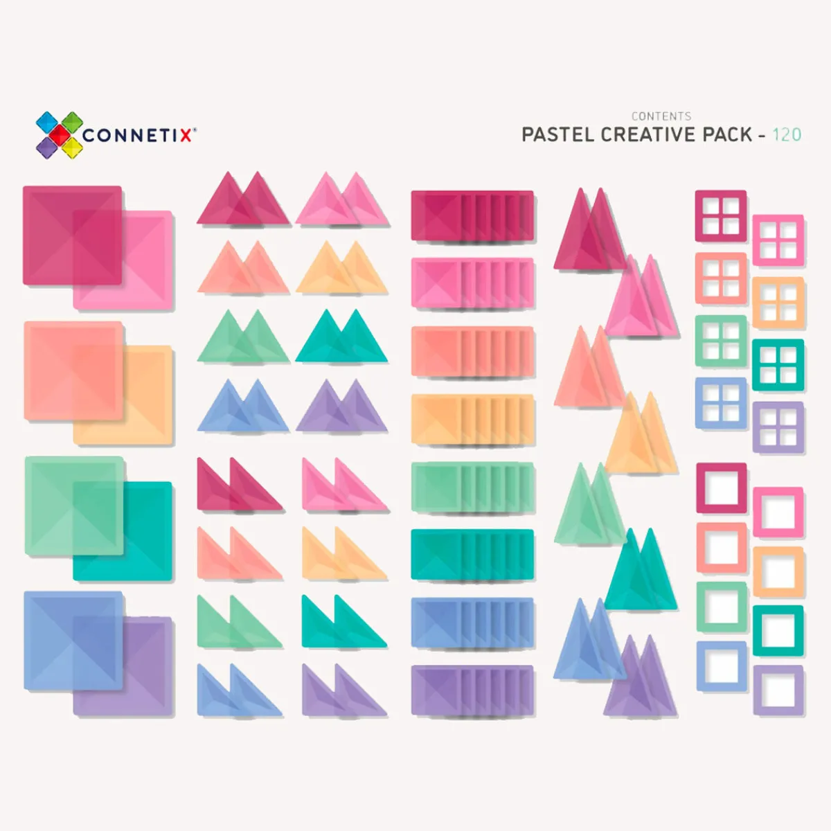 Connetix Ruimtelijk Inzicht | Motoriek*Pastel Creative Pack 120-delig