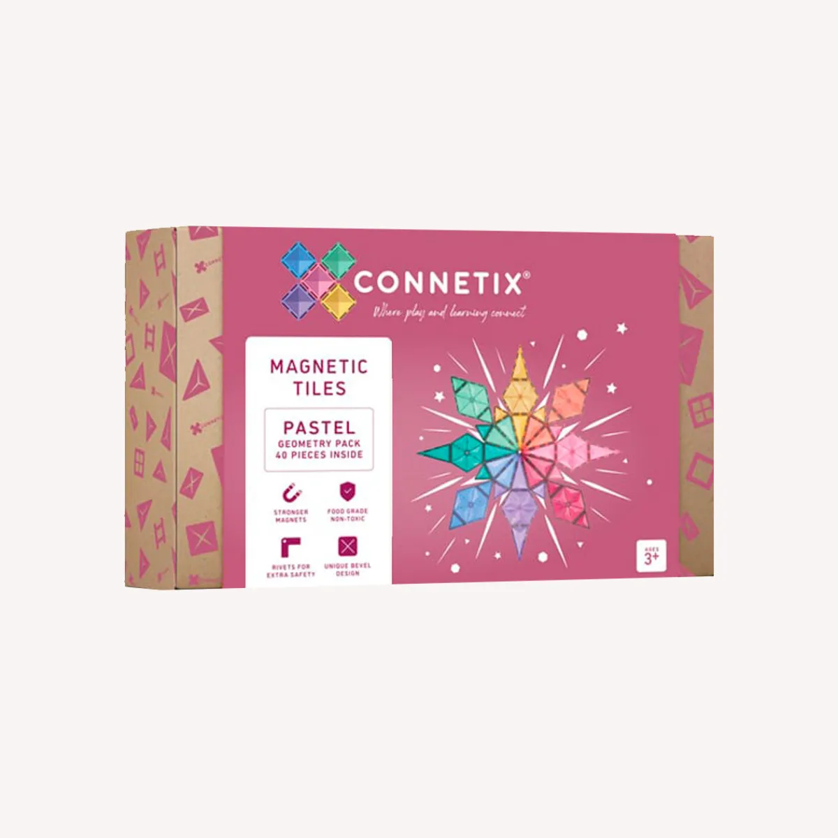 Connetix Ruimtelijk Inzicht | Motoriek*Pastel Geometry Pack 40-delig