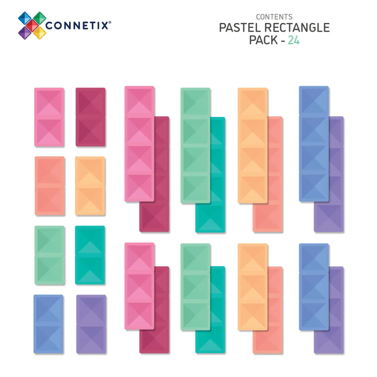 Connetix Ruimtelijk Inzicht | Motoriek*Pastel Rectangle Pack 24-delig