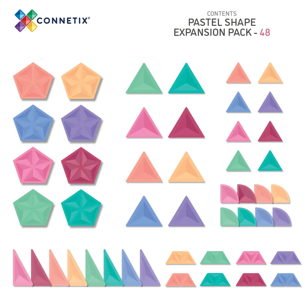 Connetix Ruimtelijk Inzicht | Motoriek*Pastel Shape Expansion Pack 48-delig