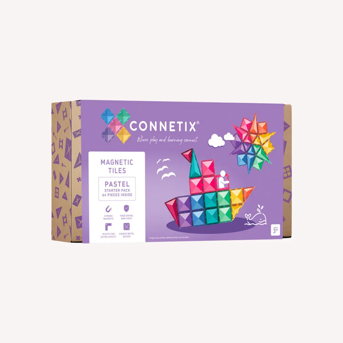 Connetix Ruimtelijk Inzicht | Motoriek*Pastel Starter Pack 64-delig