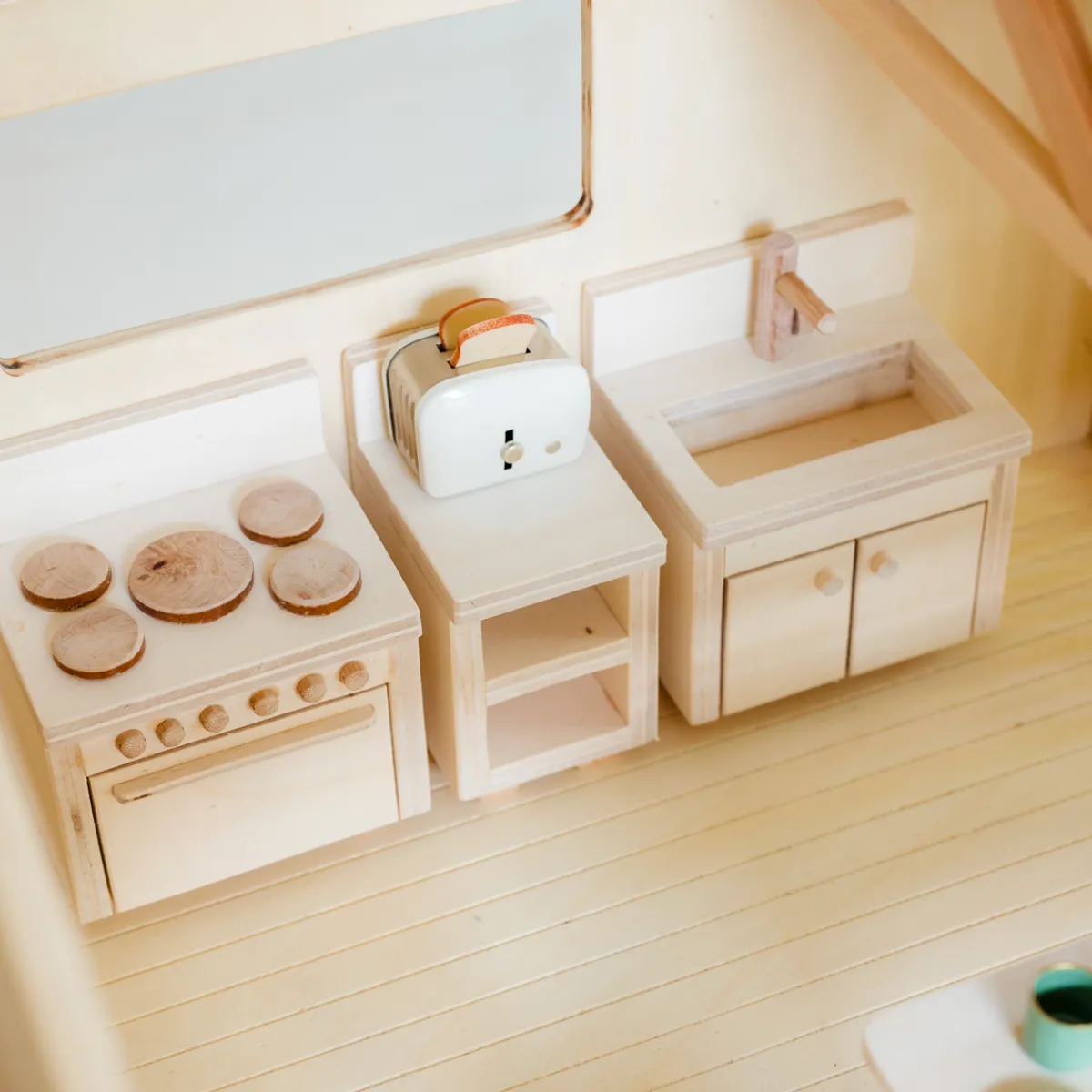 Het houten huis Emoties & Sociaal Gedrag | Creativiteit & Fantasie*Poppenhuis - meubel - keuken 3-delig
