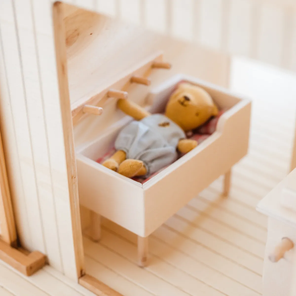 Het houten huis Emoties & Sociaal Gedrag | Creativiteit & Fantasie*Poppenhuis - meubel - ledikant