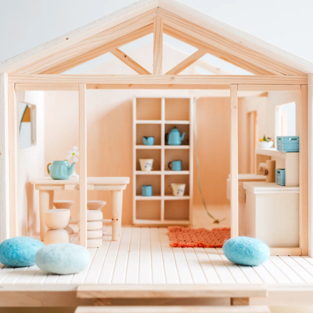 Het houten huis Emoties & Sociaal Gedrag | Creativiteit & Fantasie*poppenhuis meubel - servieskast - open vakken