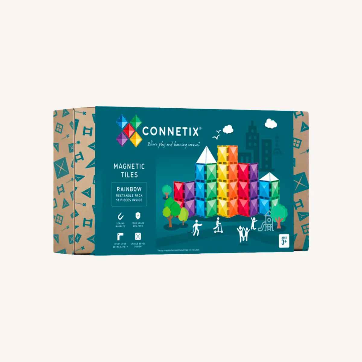 Connetix Ruimtelijk Inzicht | Motoriek*Rainbow Rectangle Pack 18-delig
