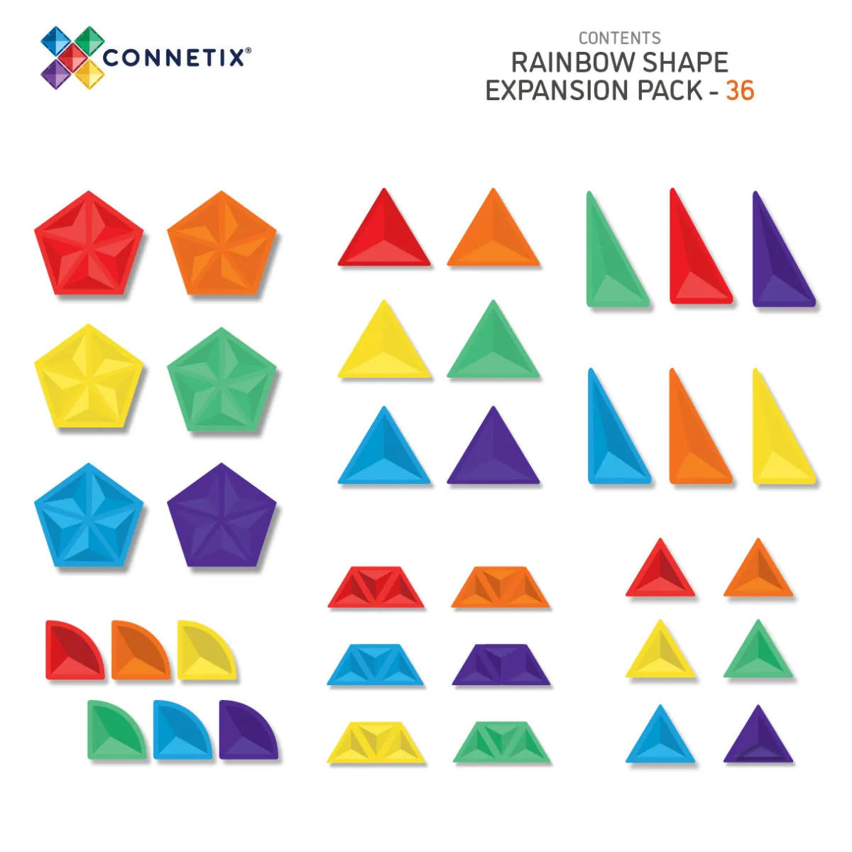 Connetix Ruimtelijk Inzicht | Motoriek*Rainbow Shape Expansion Pack 36-delig