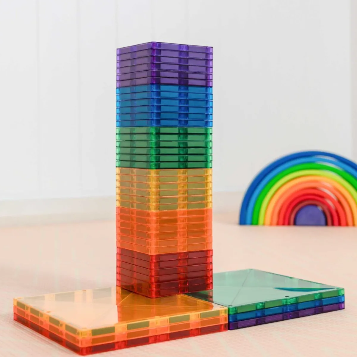 rainbow_square_pack_delig_4.webp Connetix Ruimtelijk Inzicht | Creativiteit & Fantasie*Rainbow Square Pack 42-delig