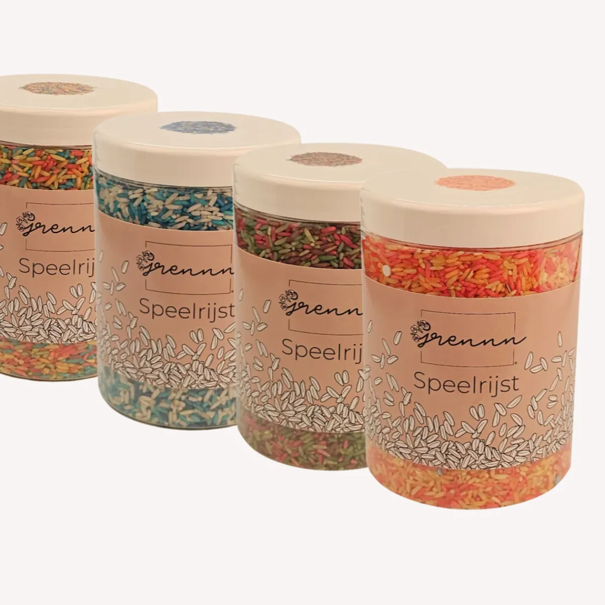 Grennn Zintuigen | Motoriek*Speelrijst in pot - verschillende kleuren - 750 gr