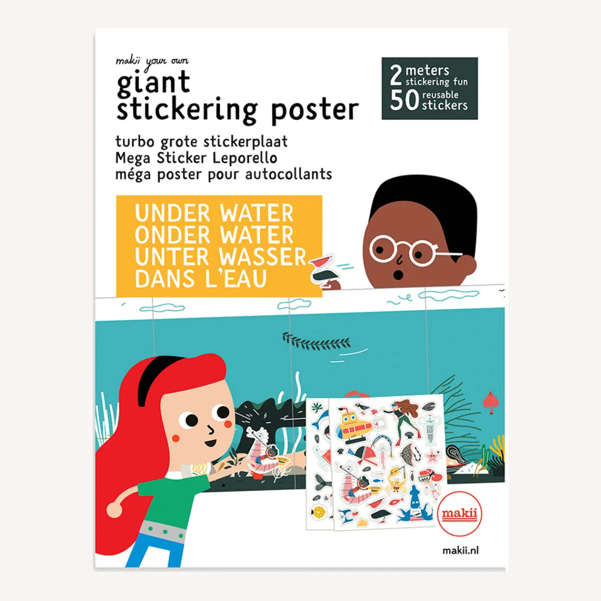 Makii Motoriek | Creativiteit & Fantasie*Turbo grote stickerplaat - onderwater