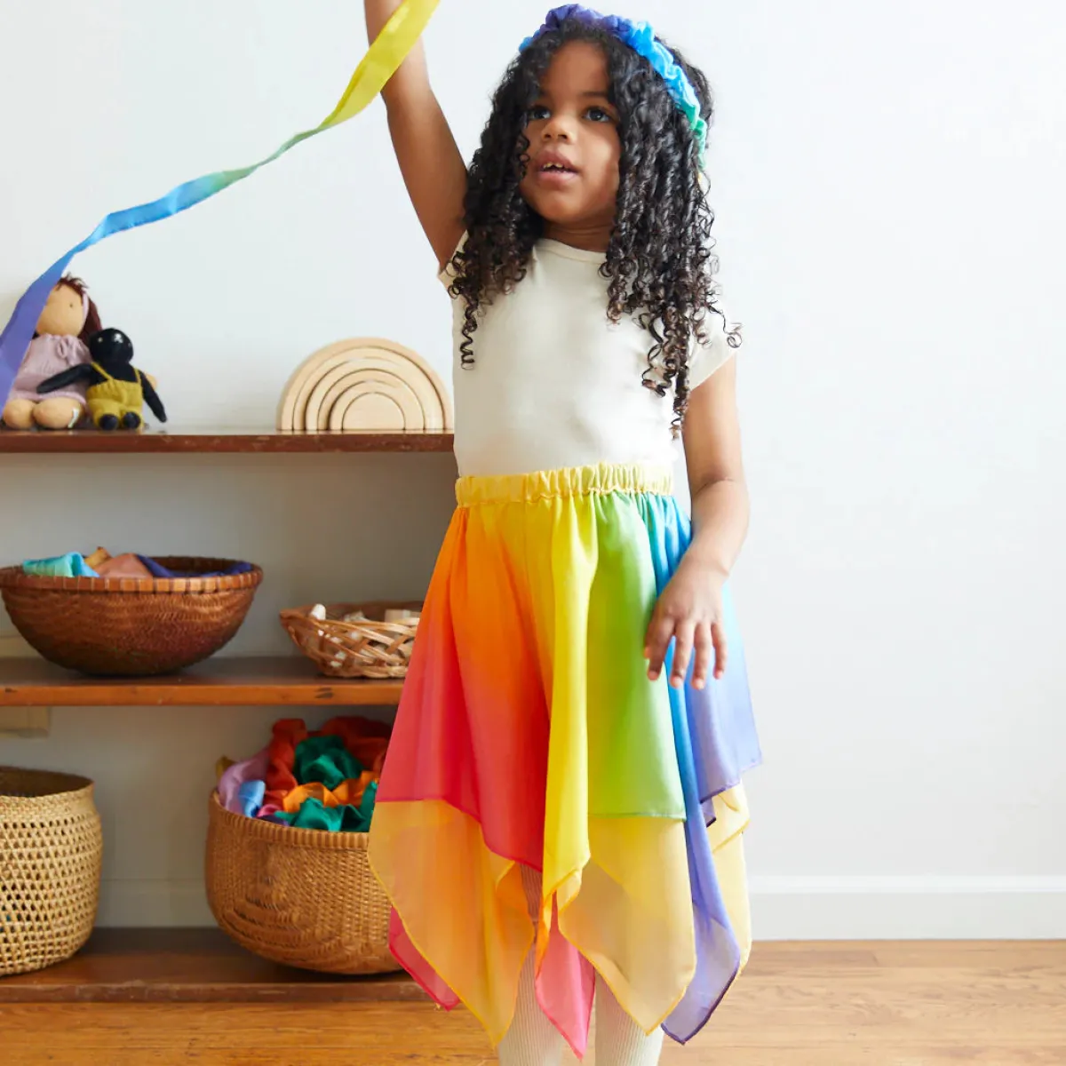Sarah's Silks Motoriek | Creativiteit & Fantasie*Zijden zwaailint - regenboog groot